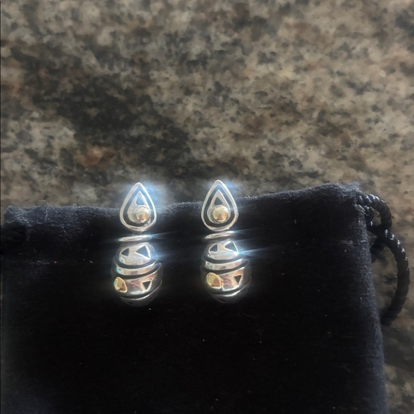 John Atencio Sterling Silver and 14k gold earrings.Teardtop Style